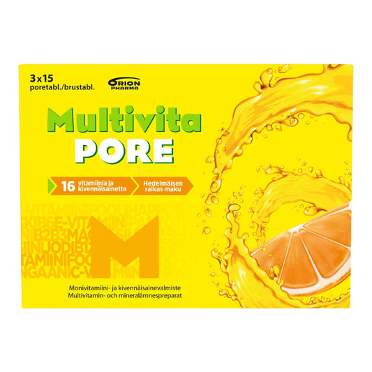 MULTIVITA Pore monivitamiini 45 kpl appelsiininmakuinen poretabletti