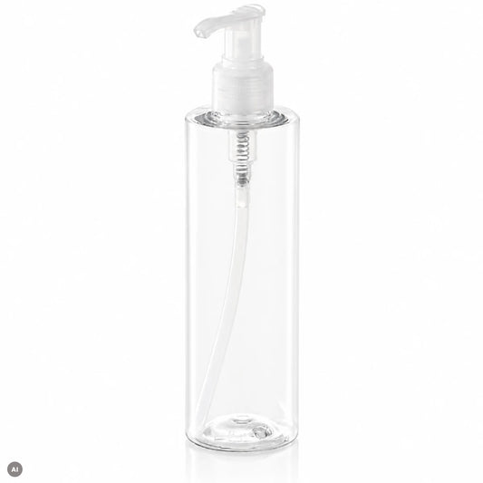 Muovipullo pumppukorkilla 150 ml (tyhjä)