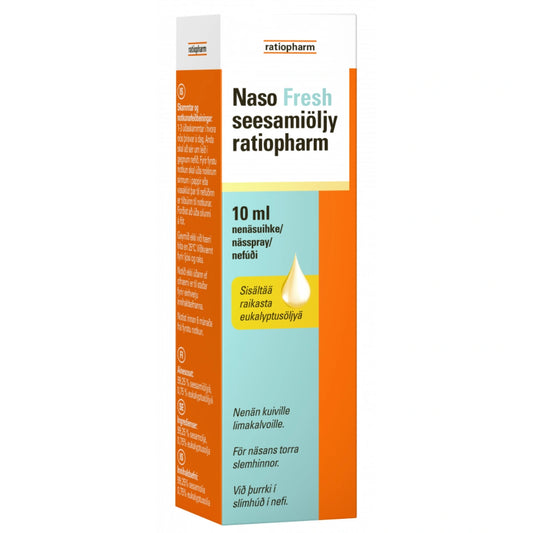 NASO Fresh seesamiöljy Ratiopharm nenäsuihke 10 ml nenän kuiville limakalvoille