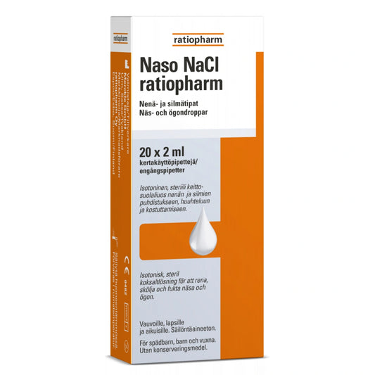 NASO NaCl Ratiopharm steriili suolaliuos nenä-silmätippa 20x2 ml