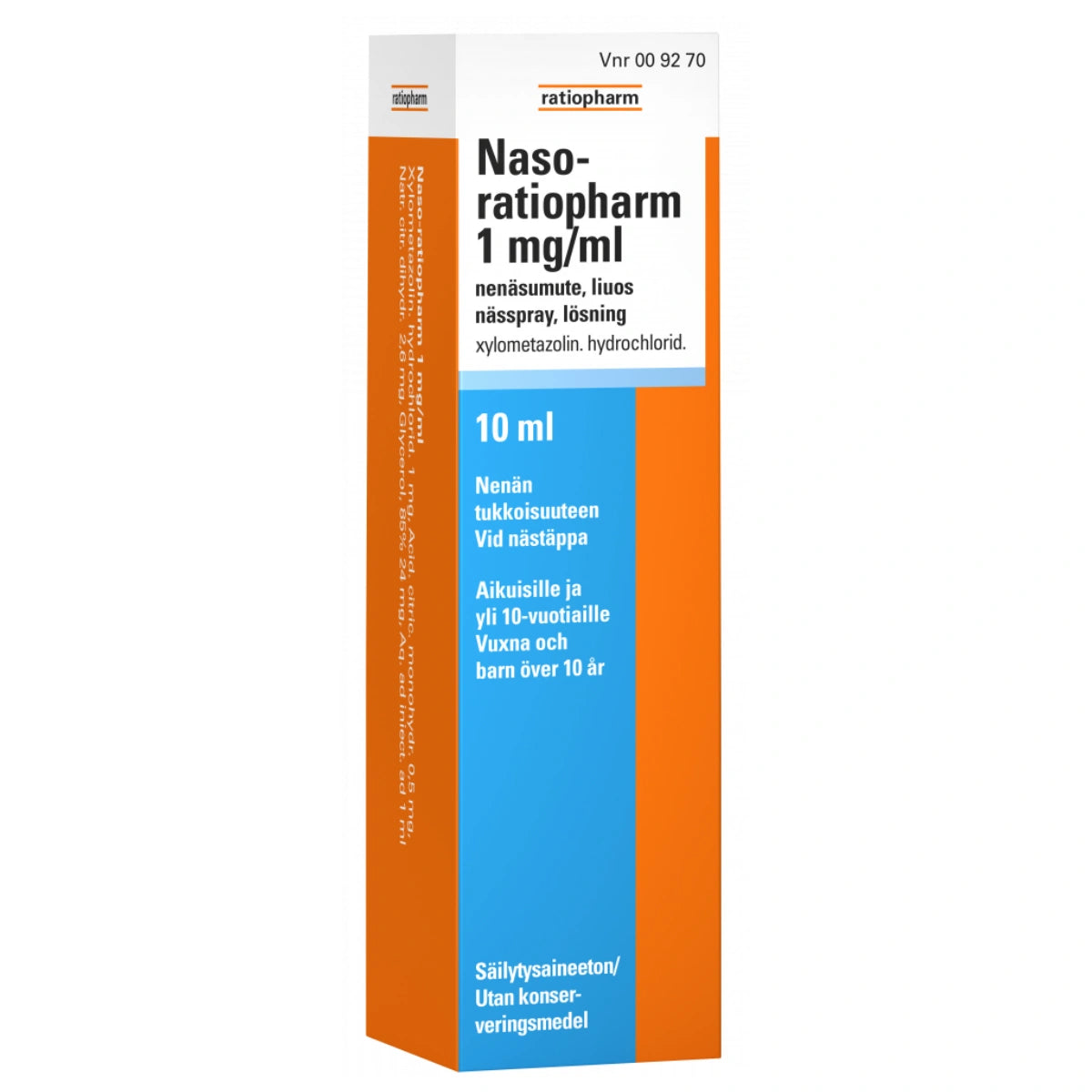 NASO-RATIOPHARM 1 mg/ml nenäsumute, liuos 10 ml