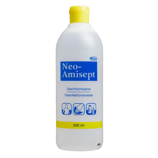 NEO-AMISEPT Desinfiointiaine 500 ml hajusteeton ihon ja pintojen desinfiointiin tarkoitettu liuos