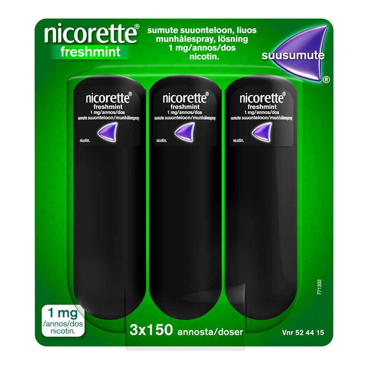 NICORETTE FRESHMINT 1 mg/annos sumute suuonteloon 3x150 annosta