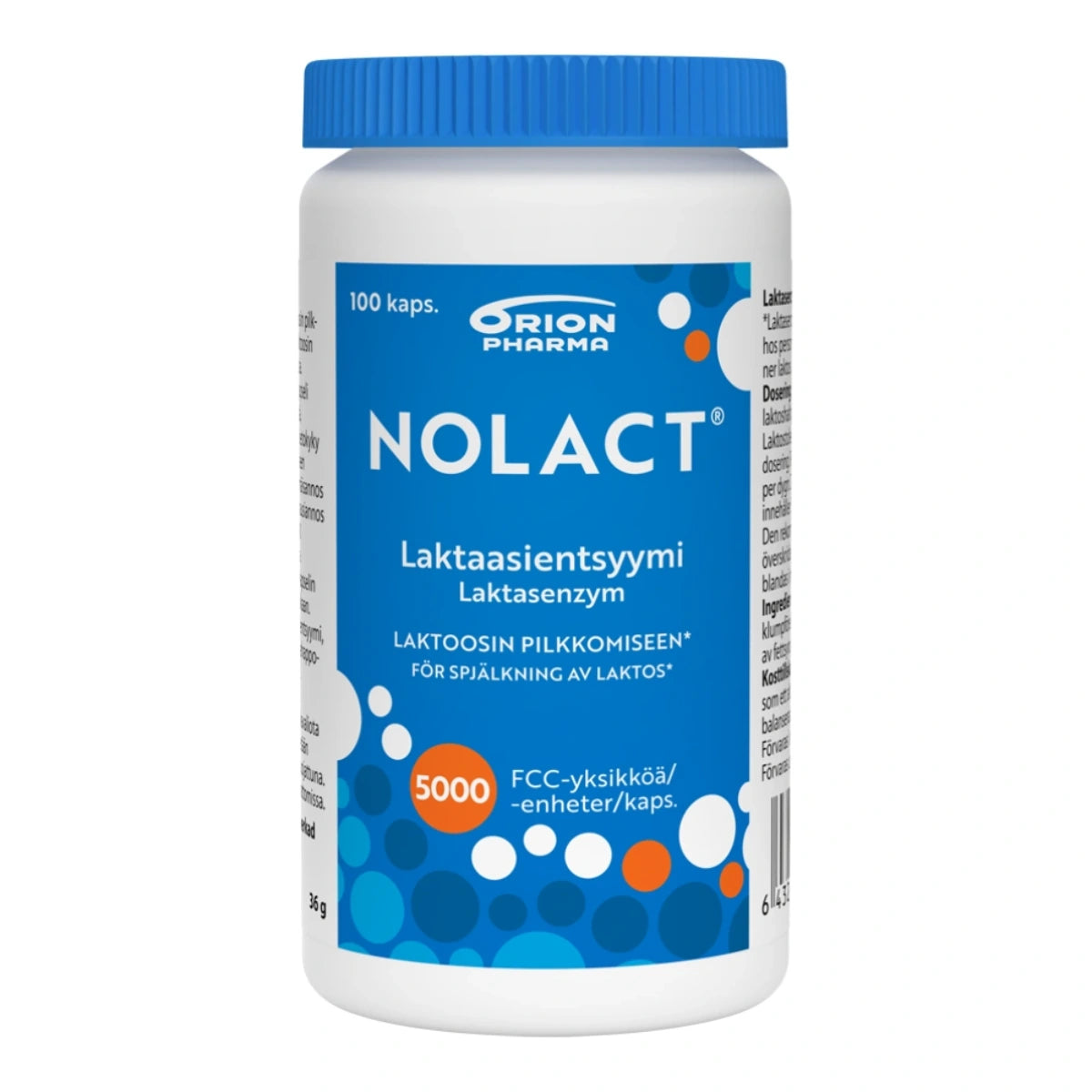 NOLACT Laktaasientsyymi 5000 FFC kapseli 100 kpl laktoosin pilkkomiseen