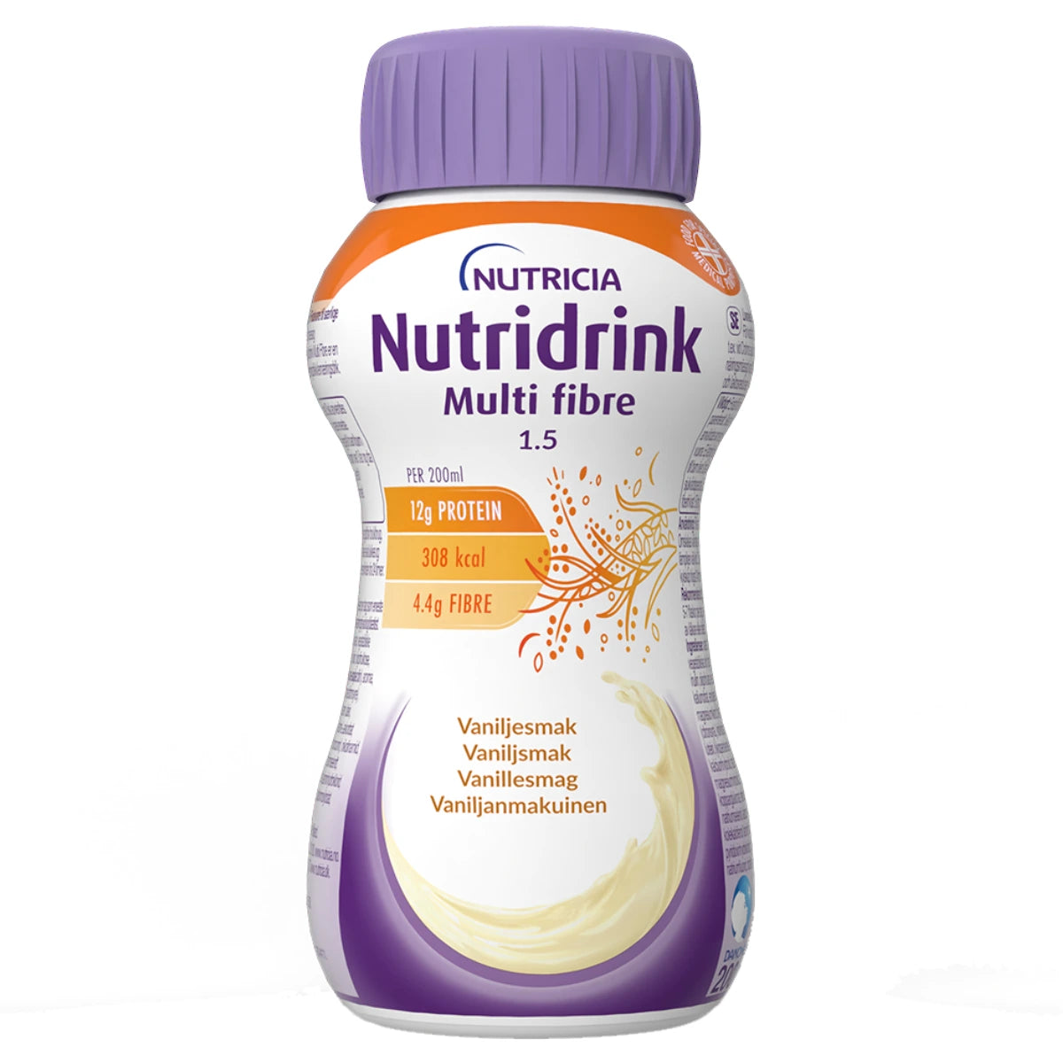 NUTRIDRINK Multi Fibre Vanilja kliininen ravintovalmiste 4x200 ml