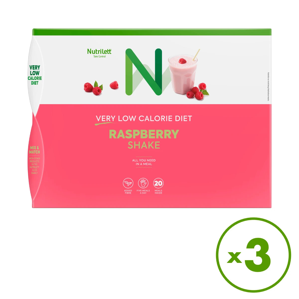 Nutrilett Raspberry Shake VLCD ruokavalionkorvike 3 pkt säästöpakkaus