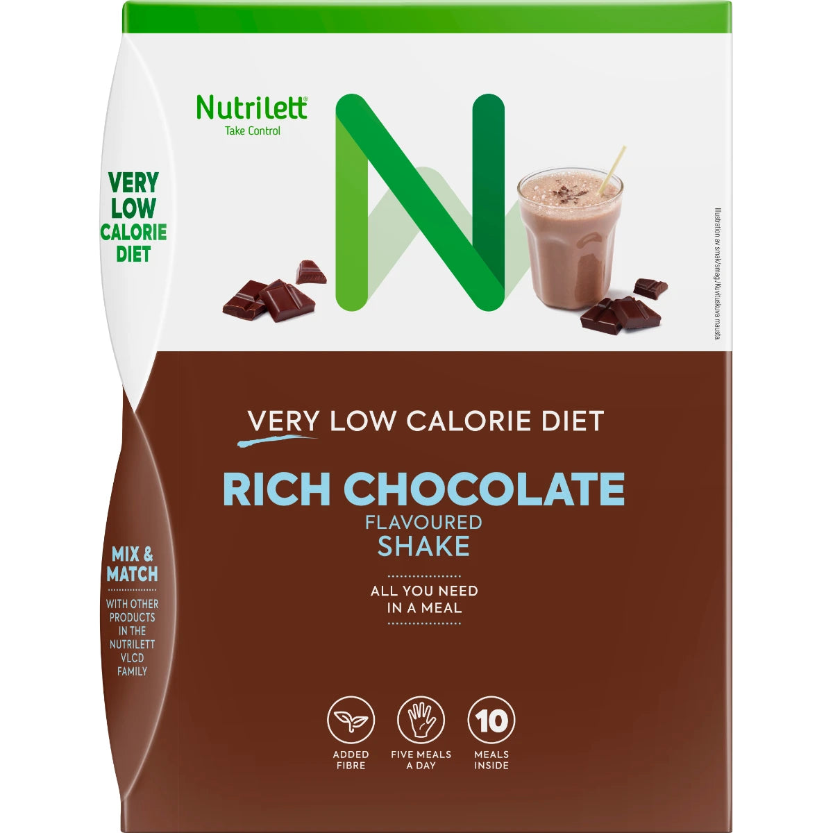 Nutrilett Rich Chocolate Shake VLCD ruokavalionkorvike 10 x 35 g – täyteläinen suklaapirtelö erittäin niukkaenergiseen ruokavalioon