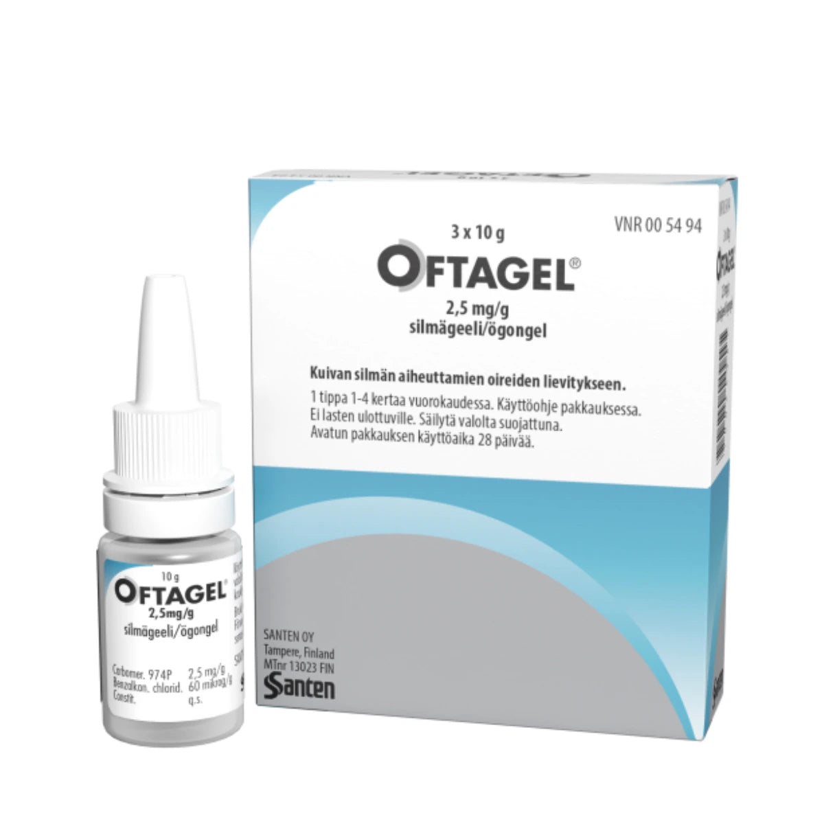 OFTAGEL 2,5 mg/g silmägeeli 3x10 g pullo kuivan silmien aiheuttamien oireiden lievitykseen