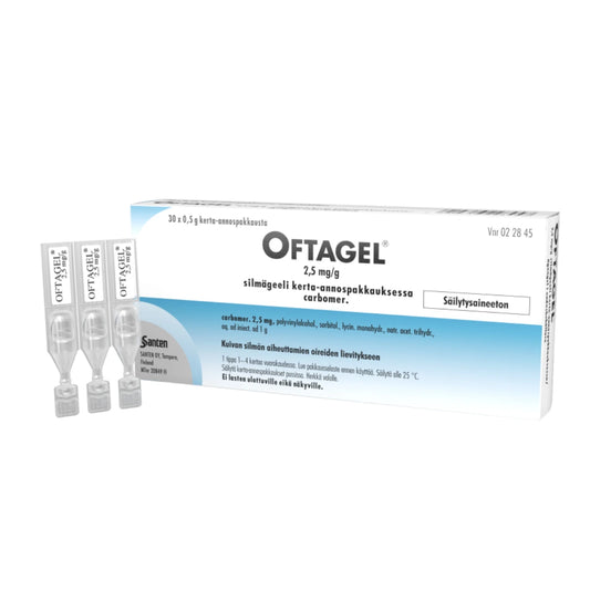 OFTAGEL 2,5 mg/g silmägeeli, kerta-annospakkaus 30x0,5 g säilytysaineeton
