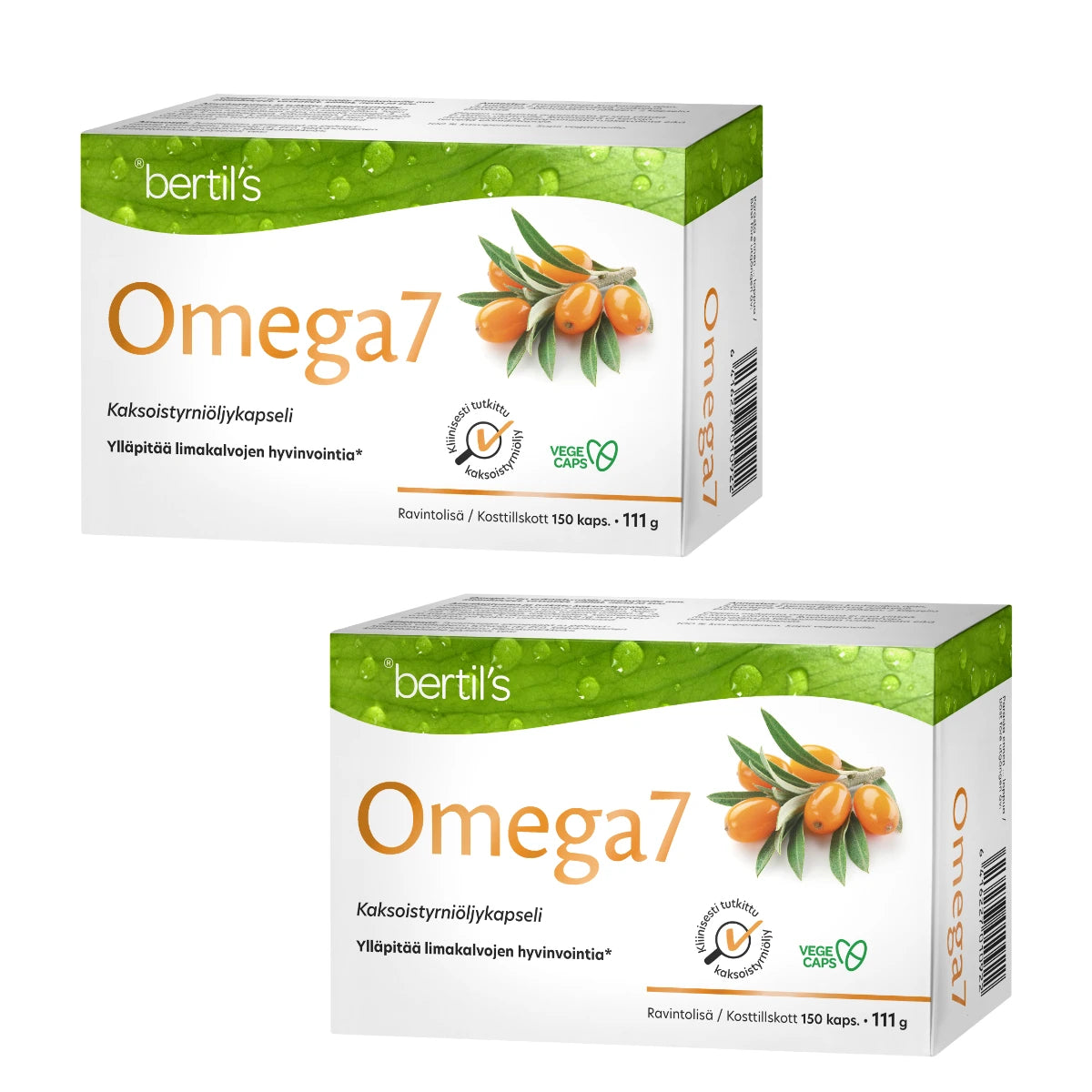 OMEGA7 Kaksoistyrniöljykapseli 2x150 kpl tuplapakkaus