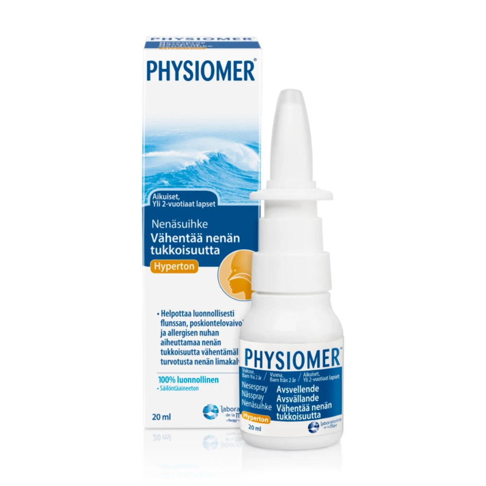 PHYSIOMER Hypertonic Spray tukkeutuneen nenän hoitoon 20 ml