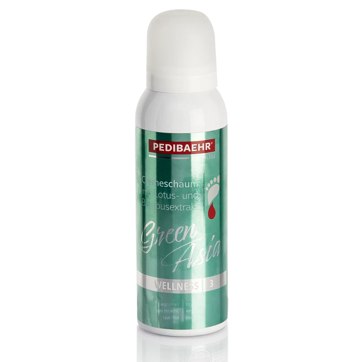Pedibaehr Green Asia vaahtovoide 125 ml – nopeasti imeytyvä vaahtovoide kuiville jaloille