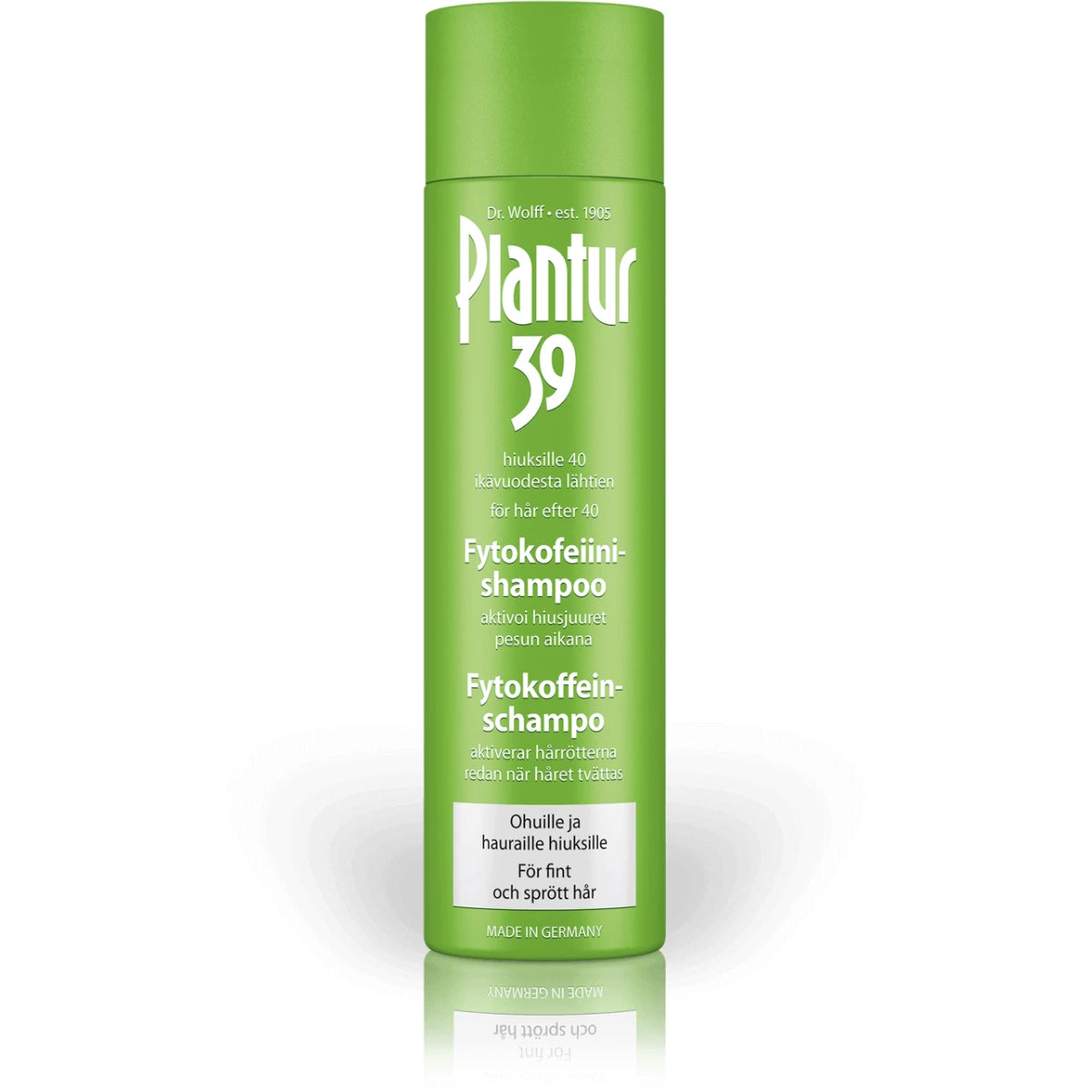 PLANTUR 39 Fytokofeiinishampoo ohuille ja hauraille hiuksille 250 ml aktivoi hiusjuuria pesun aikana