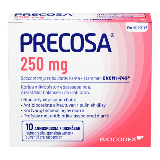 PRECOSA 250 mg jauhe oraalisuspensiota varten annospussi 10 kpl