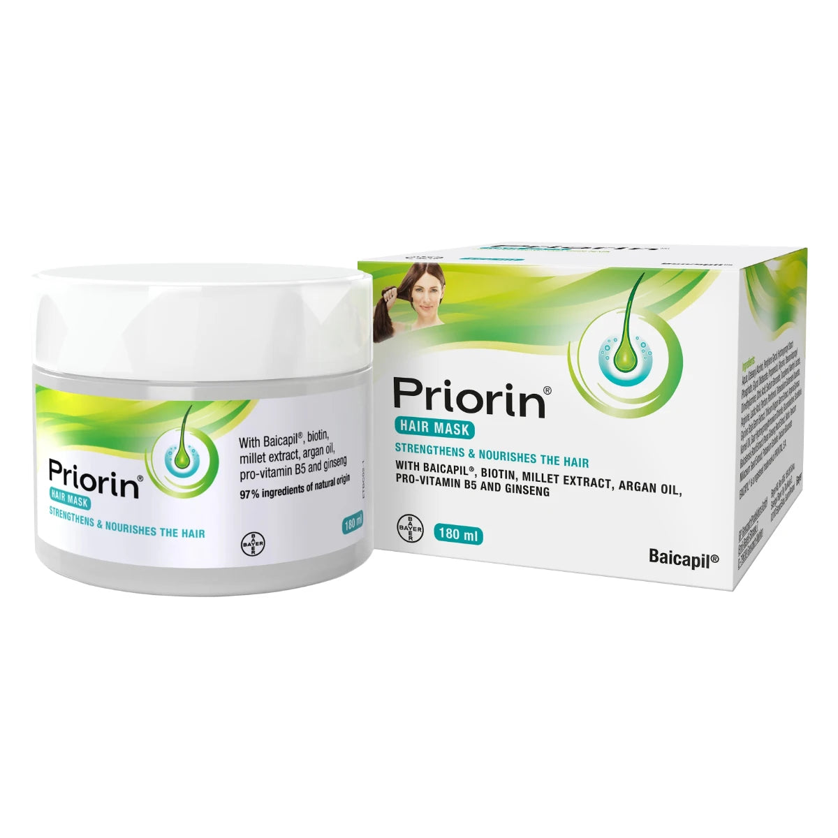 Priorin Hair Mask 180 ml sisältää ginsengiä