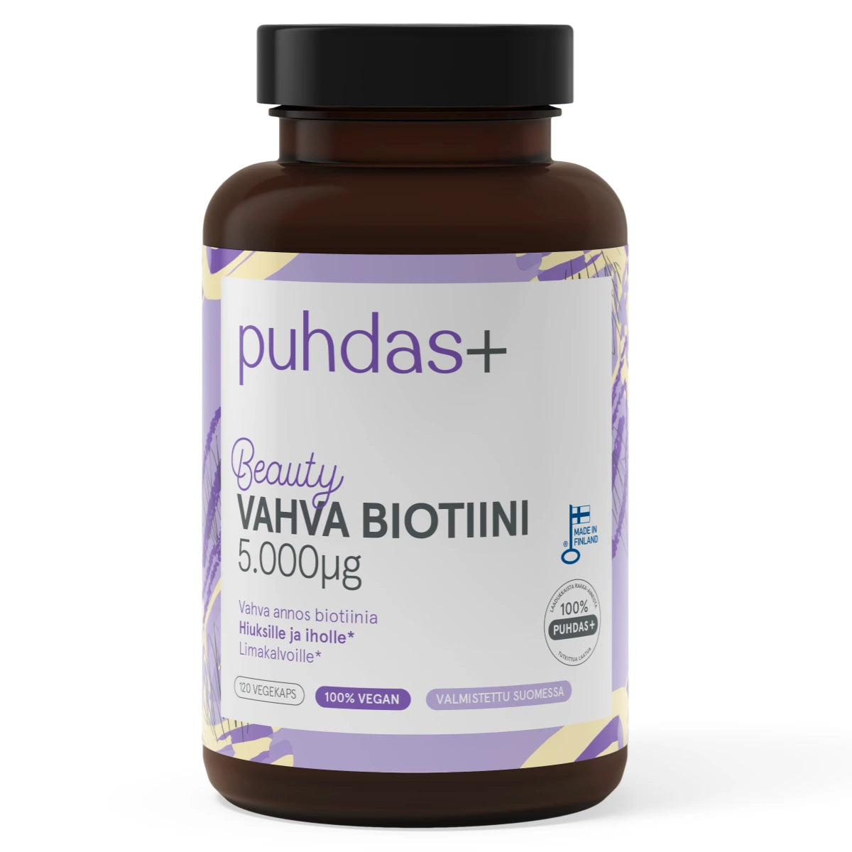 PUHDAS+ Beauty Vahva Biotiini 5.000 mikrog 120 kaps