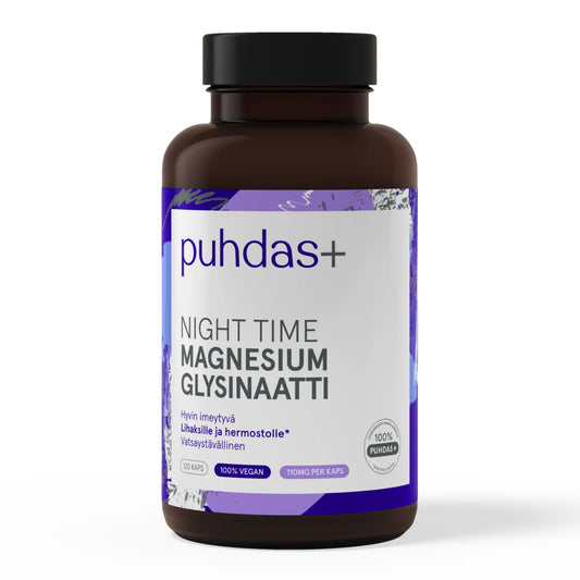 Puhdas+ Night Time Magnesiumglysinaatti kapseli 120 kpl