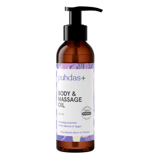 Puhdas+ Body & Massage Oil Relaxing Lavender 150 ml hierontaan ja vartalon kosteutukseen