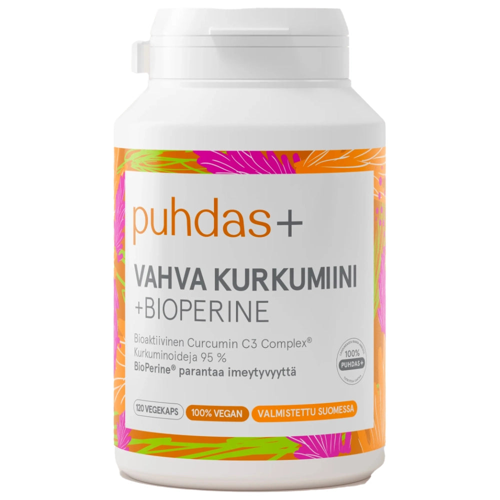 PUHDAS+  Vahva Kurkumiini + Bioperine® 250 mg 120 kapselia