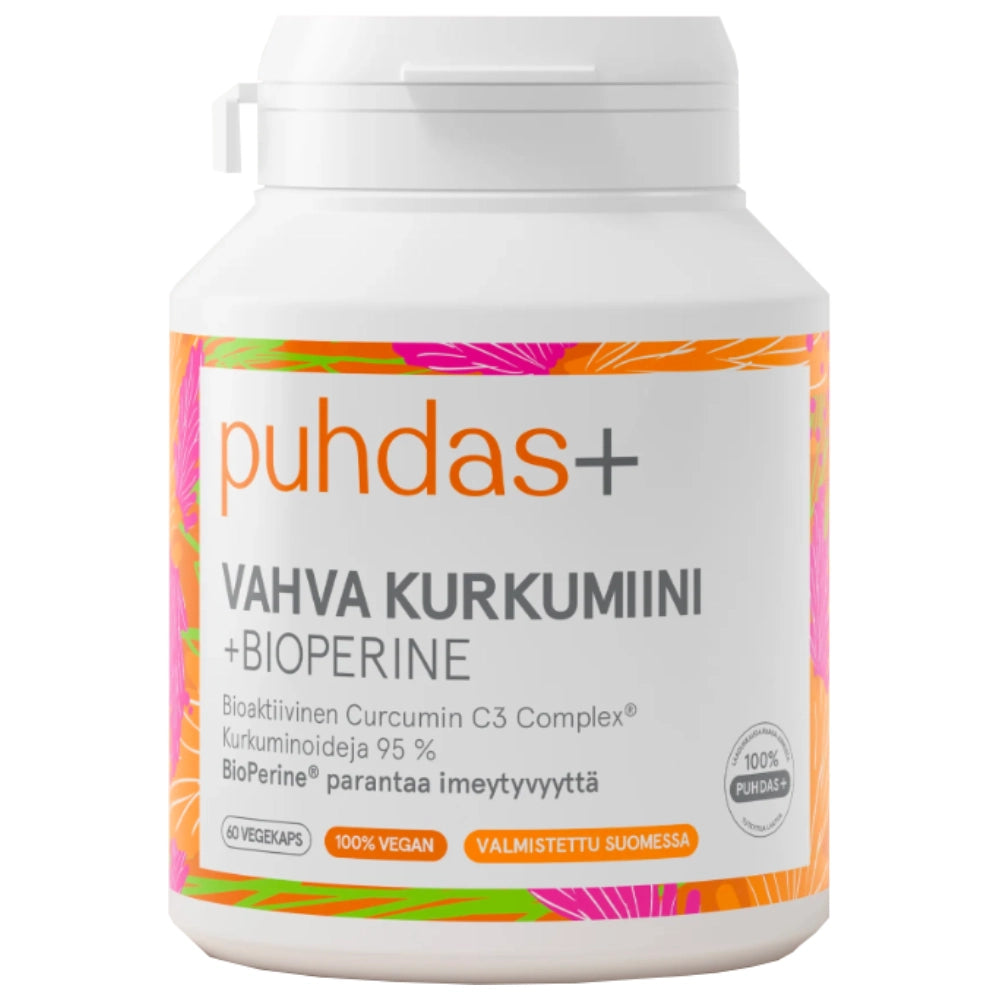 PUHDAS+  Vahva Kurkumiini + Bioperine® 250 mg 60 kapselia
