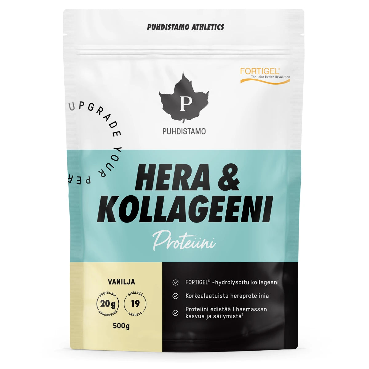 Puhdistamo Athletics Hera & Kollageeni Vanilja 500 g – proteiinia ja kollageenia päivittäiseen käyttöön