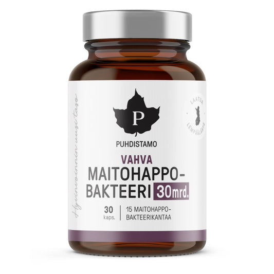 Puhdistamo Vahva Maitohappobakteeri 30 mrd. 30 kapselia – markkinoiden monipuolisin maitohappobakteerivalmiste