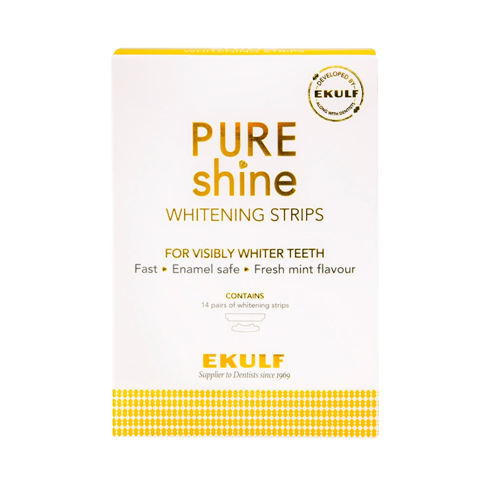 PURE Shine hellävaraiset hampaiden valkaisuliuskat ilman vetyperoksidia 14 kpl