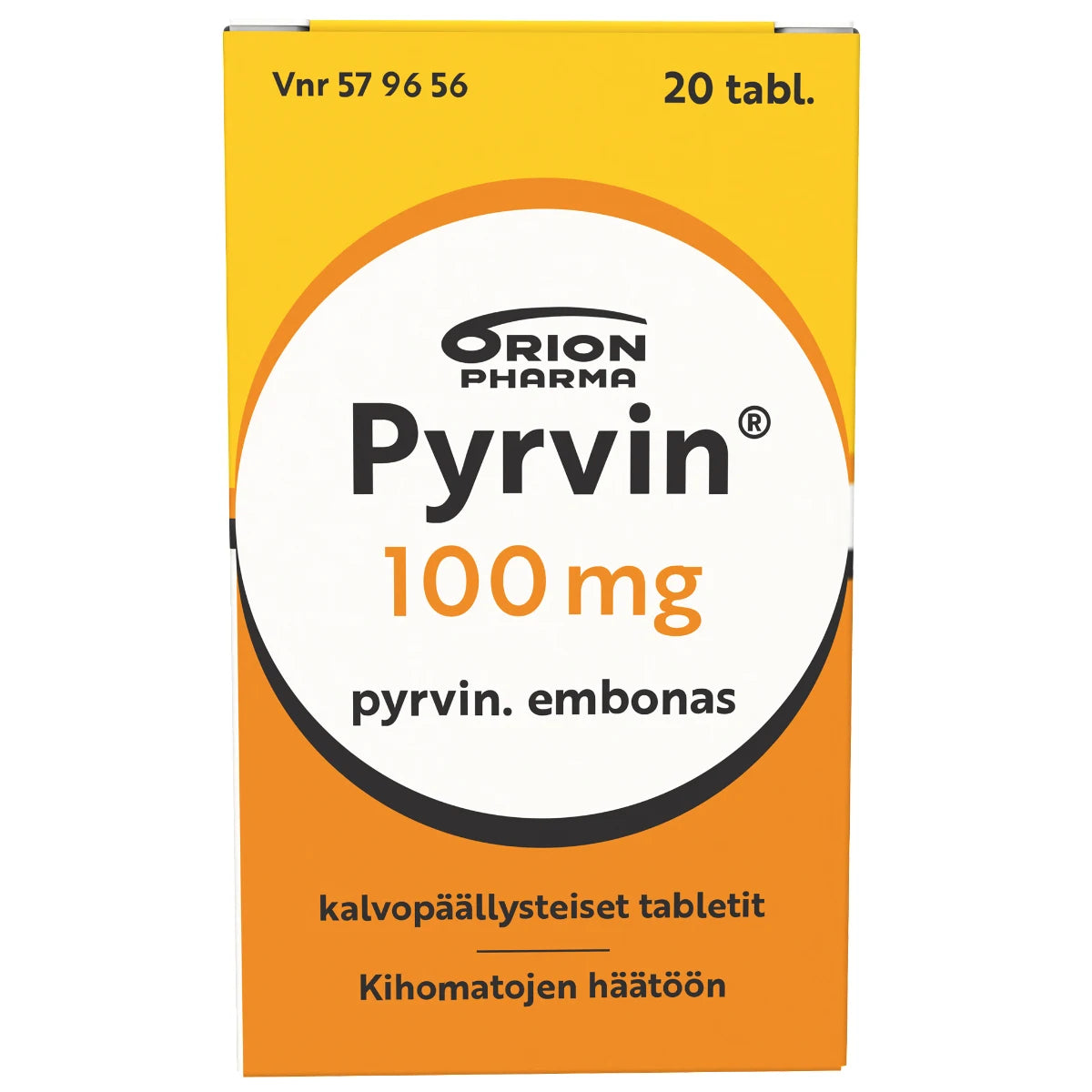 PYRVIN 100 mg tabletti, kalvopäällysteinen