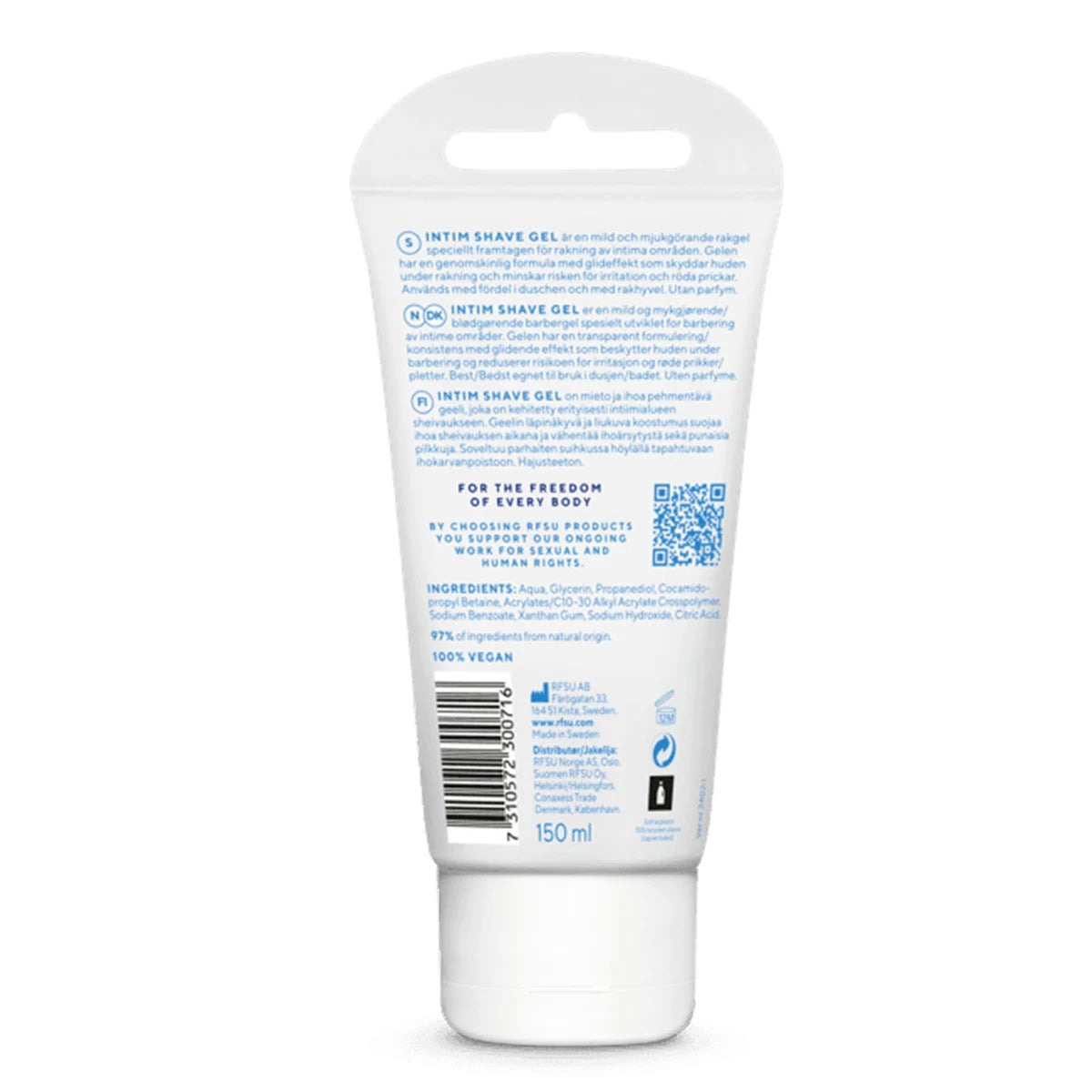 RFSU Intim Shave Gel – hajusteeton Sheivausgeeli intiimialueelle 