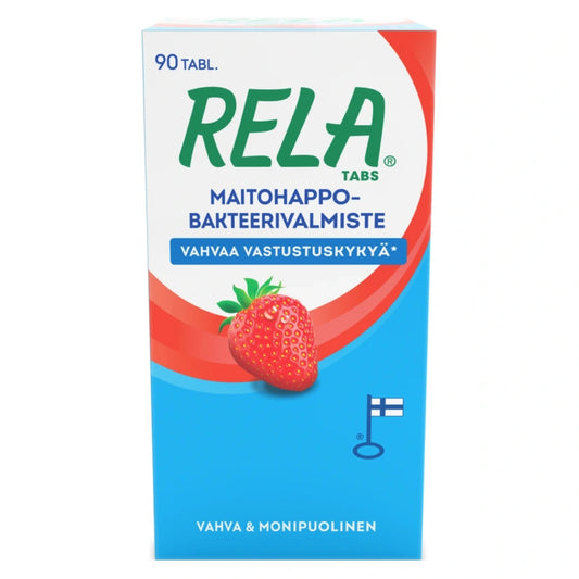 RELA Tabs Mansikka purutabletti 90 kpl vahva ja monipuolinen maitohappobakteerivalmiste