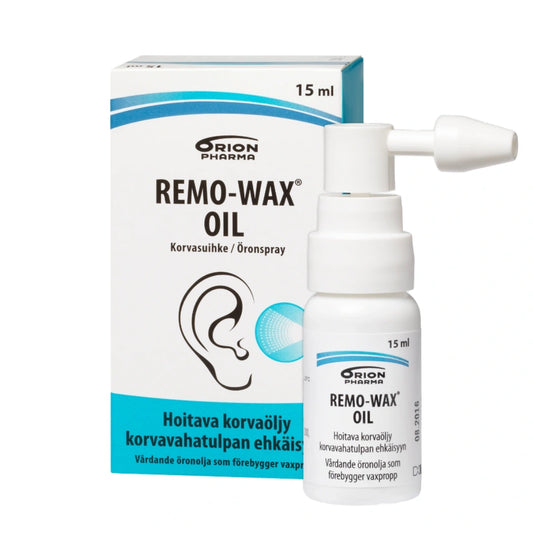 REMO-WAX Oil korvasuihke 15 ml hoitoöljy, joka ennaltaehkäisee korvavahatulppien muodostumista