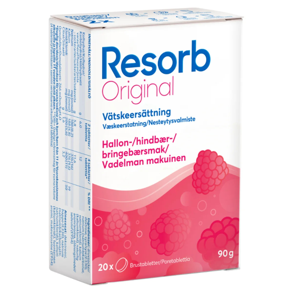 Resorb Label RESORB Original vadelma glukoosi-elektrolyytti poretabletti 2x10 kpl ...