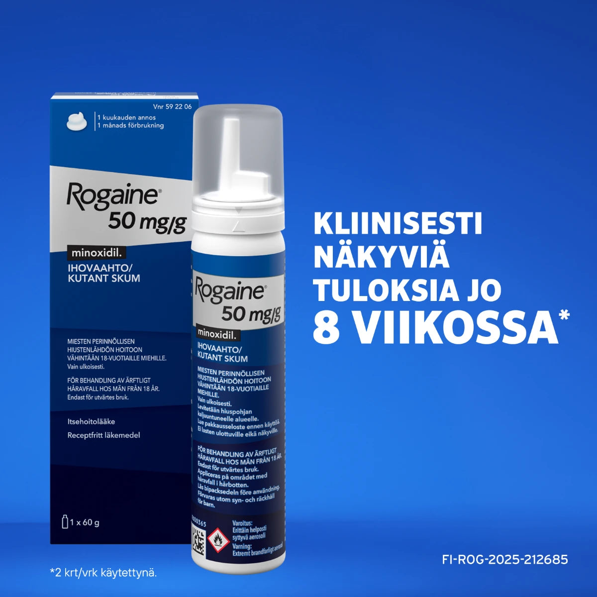 ROGAINE ihovaahto kliinisesti näkyviä tuloksia jo 8 viikossa