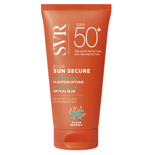 SVR Sun Secure Blur SPF50+ kasvoille 50 ml ihon epätasaisuuksi häivyttävä aurinkosuojamousse