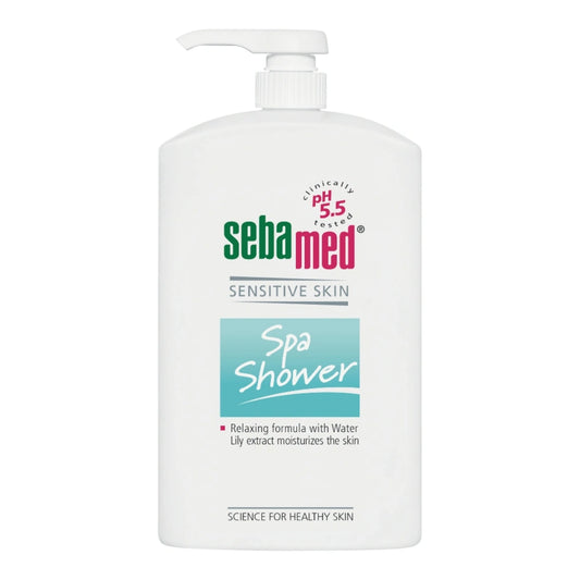 SEBAMED Spa Shower pesuneste 400 ml lummeuutetta sisältävä suihkugeeli kosteuttaa ihoa tehokkaasti samalla kun se puhdistaa