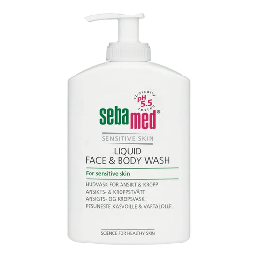 SEBAMED Liquid Face & Body Wash pesuneste pumppupullo 300 ml herkälle iholle
