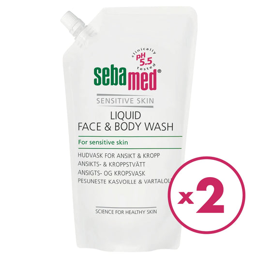 SEBAMED Liquid Face & Body wash täyttöpussi 2x1000 ml edullisempi tuplapakkaus