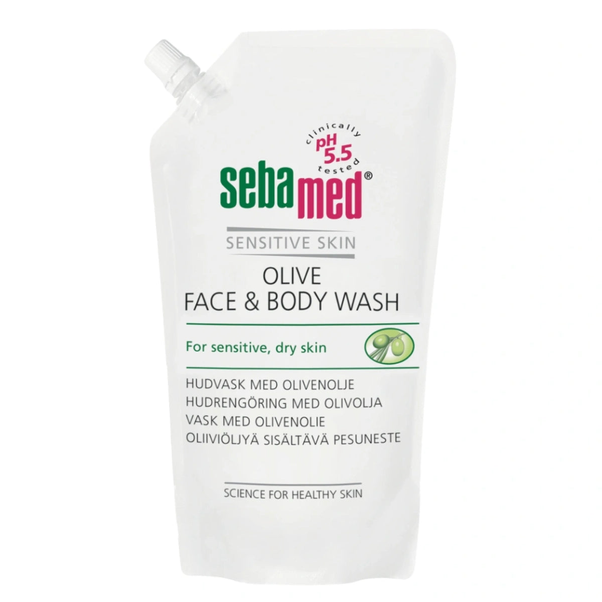 SEBAMED Olive Face & Body Wash pesuneste 1000 ml, täyttöpakkaus erityisesti kuivalle ja herkälle iholle