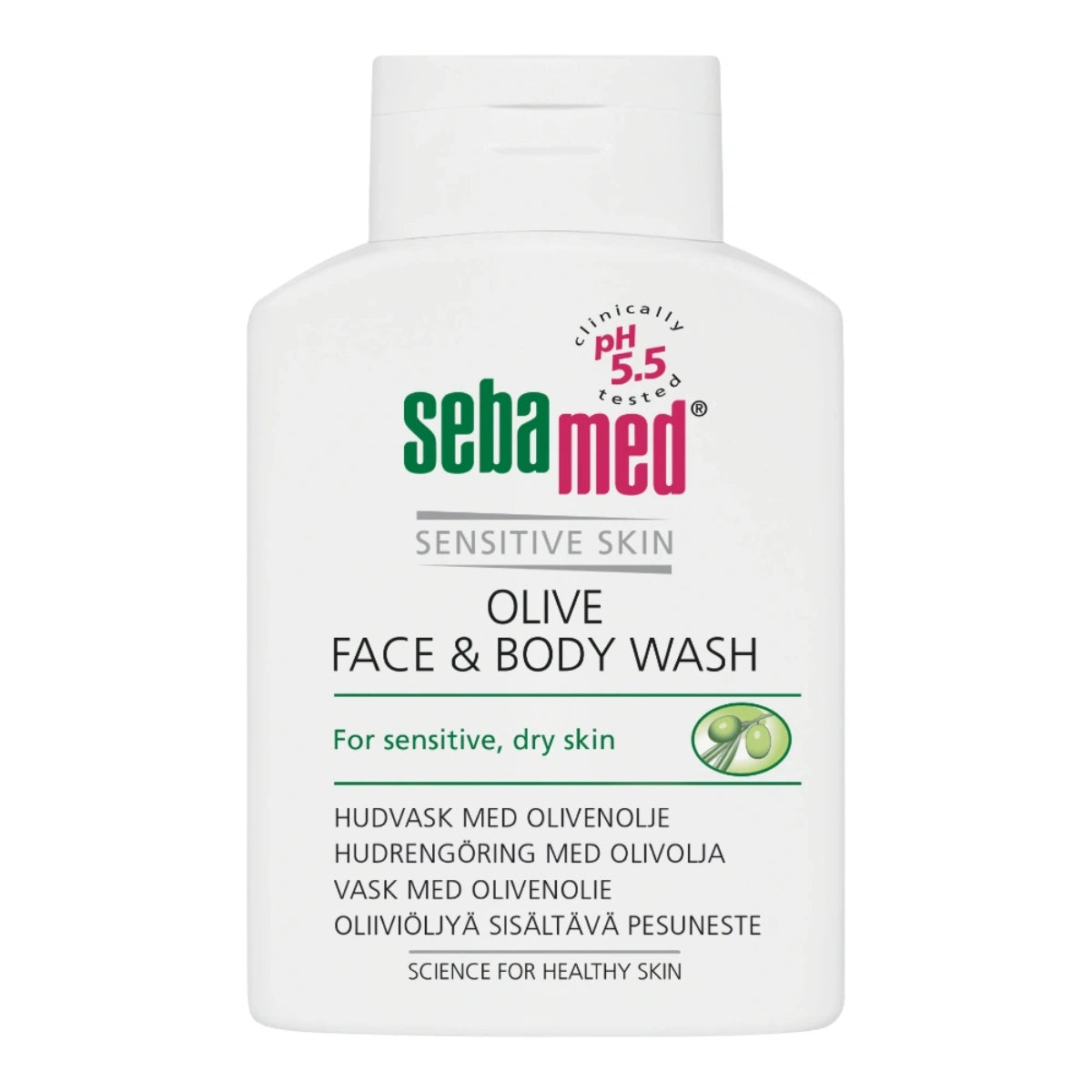 SEBAMED Olive Face & Body Wash pesuneste 200 ml erityisesti kuivalle ja herkälle iholle, sisältää oliiviöljyä