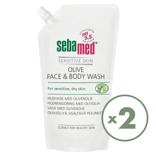 SEBAMED Olive Face & Body Wash täyttöpakkaus 2x1000 ml