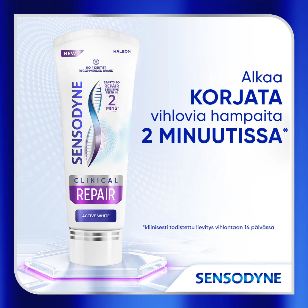 Sensodyne Clinical Repair Active White hammastahna alkaa korjaamaan vihlovia hampaita 2 minuutissa