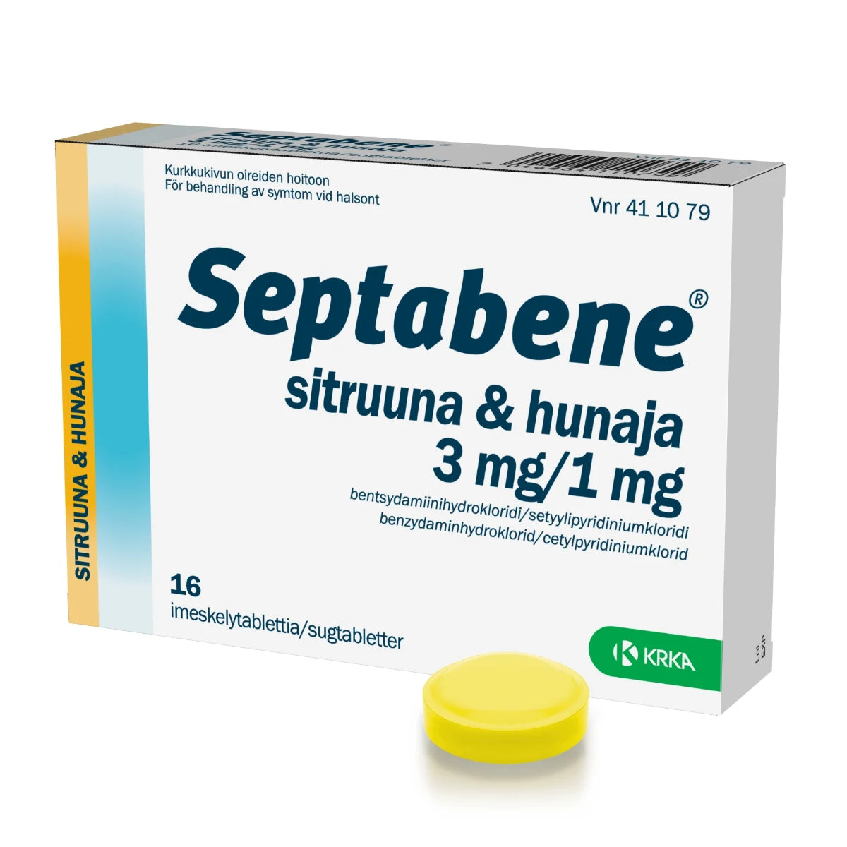 Septabene sitruuna & hunaja 1 mg/3 mg imeskelytabletti 16 kpl