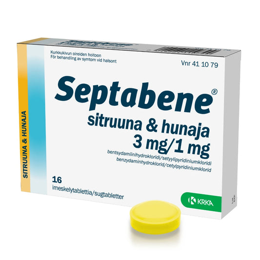 Septabene sitruuna & hunaja 1 mg/3 mg imeskelytabletti 16 kpl