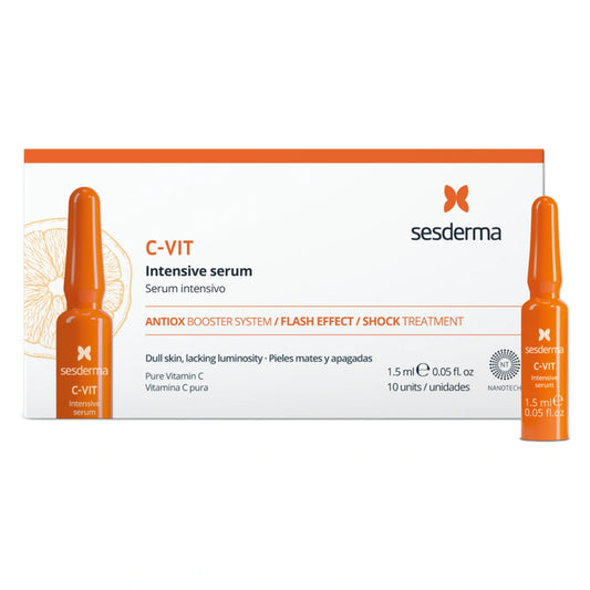 SESDERMA C-VIT Intensive Serum Flash Ampoules tehoampullit 10x1,5 ml sisältävät puhdasta C-vitamiinia