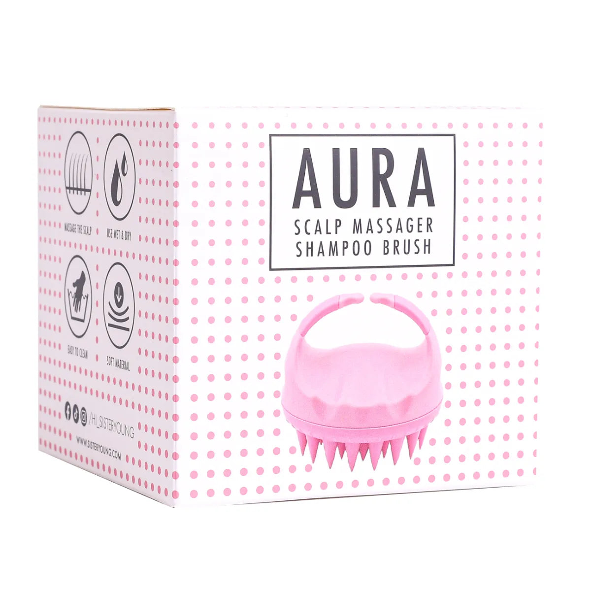 SisterYoung AURA PINK Shampooharja – päänahan hierontaan