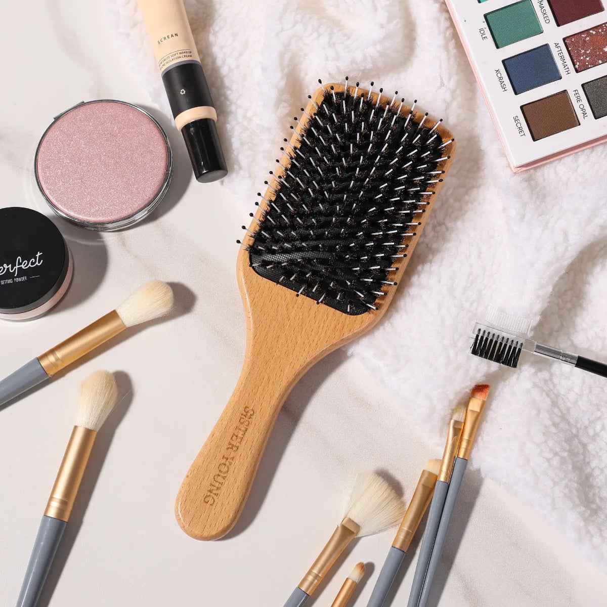 SisterYoung  Vera Wood Brush puinen hiusharja hoitaa hiuksia