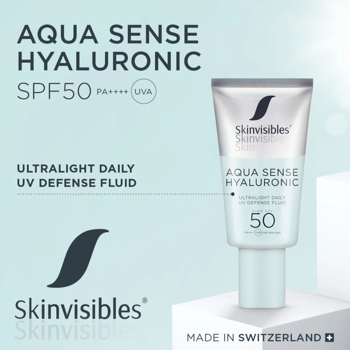 Skinvisibles Aqua Sense Hyaluronic SPF50 50 ml kevyt hajusteeton koostumus