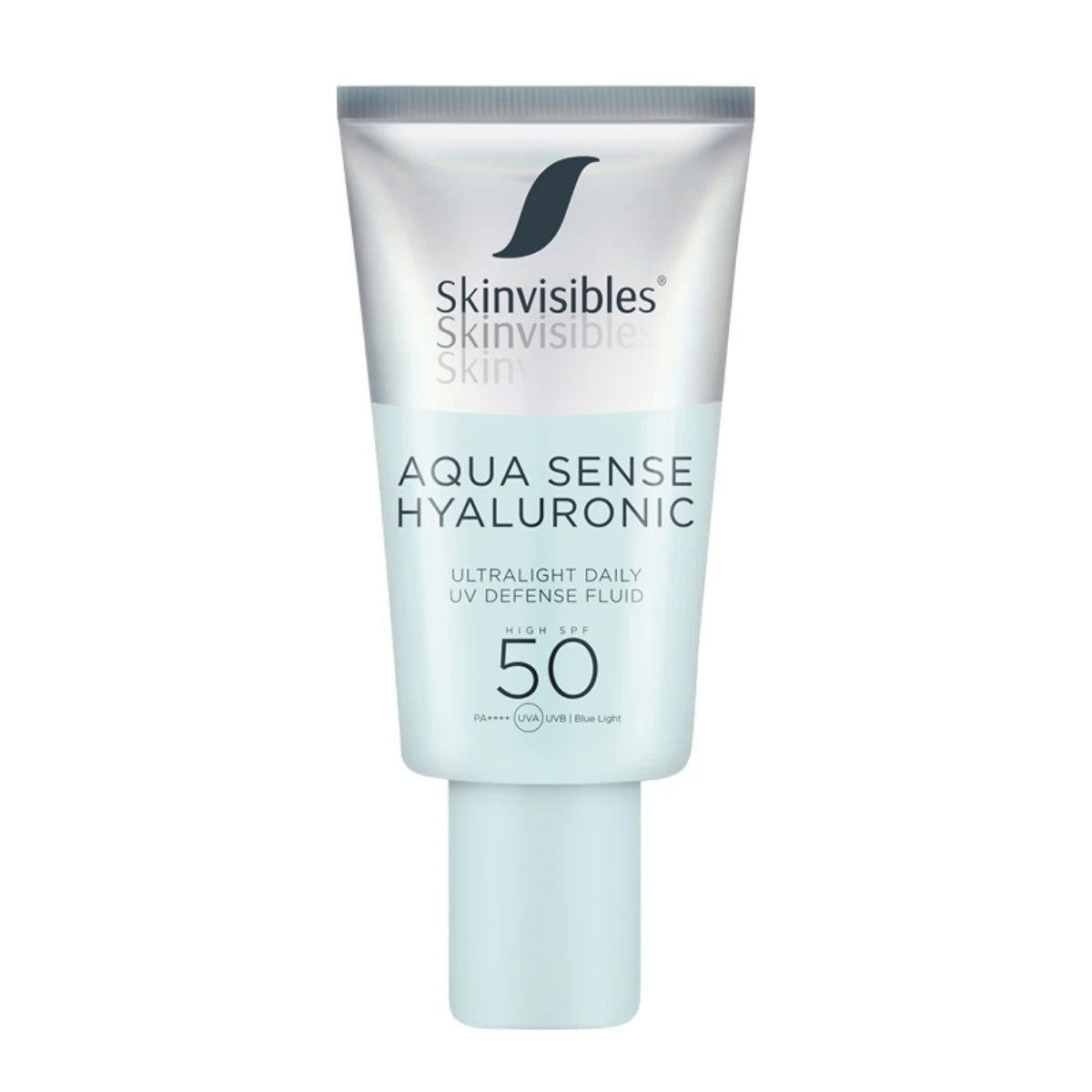 Skinvisibles Aqua Sense Hyaluronic SPF50 50 ml sisältää pienimolekyylistä hyaluronihappoa