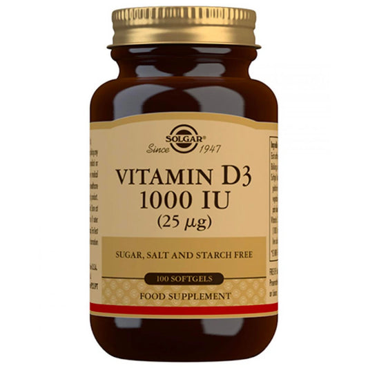 SOLGAR D3-vitamiini 1000 IU (25 µg) softgels 100 kpl