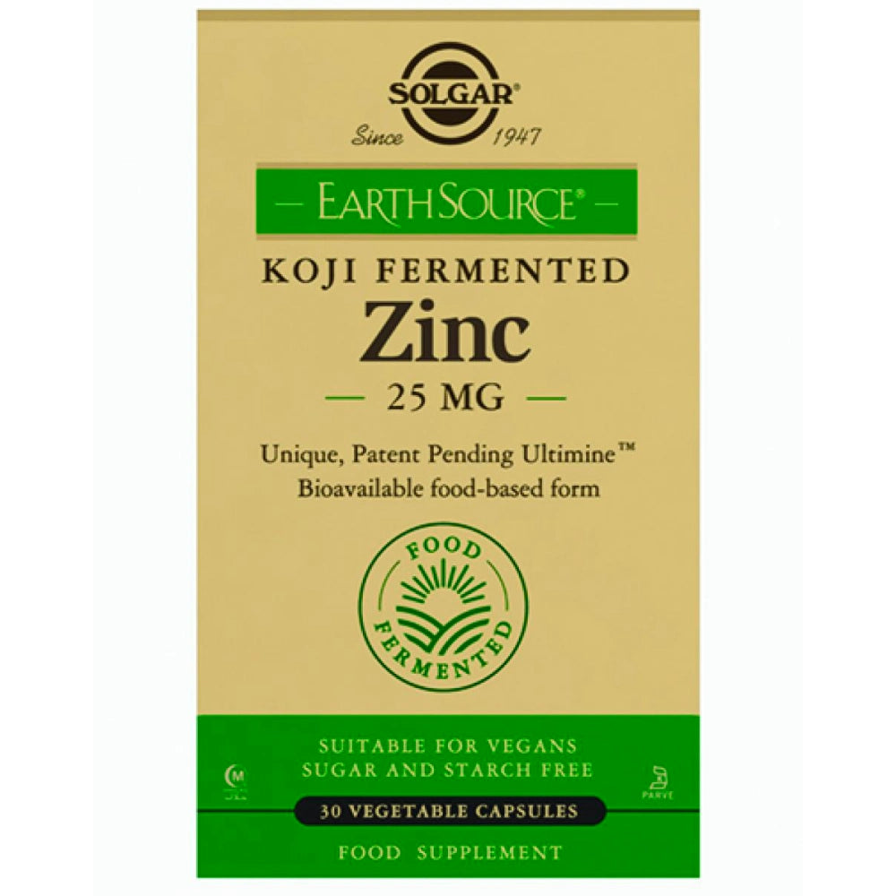 SOLGAR Fermentoitu sinkki 25 mg (Earth Source Koji Fermented Zinc) ulkopakkaus